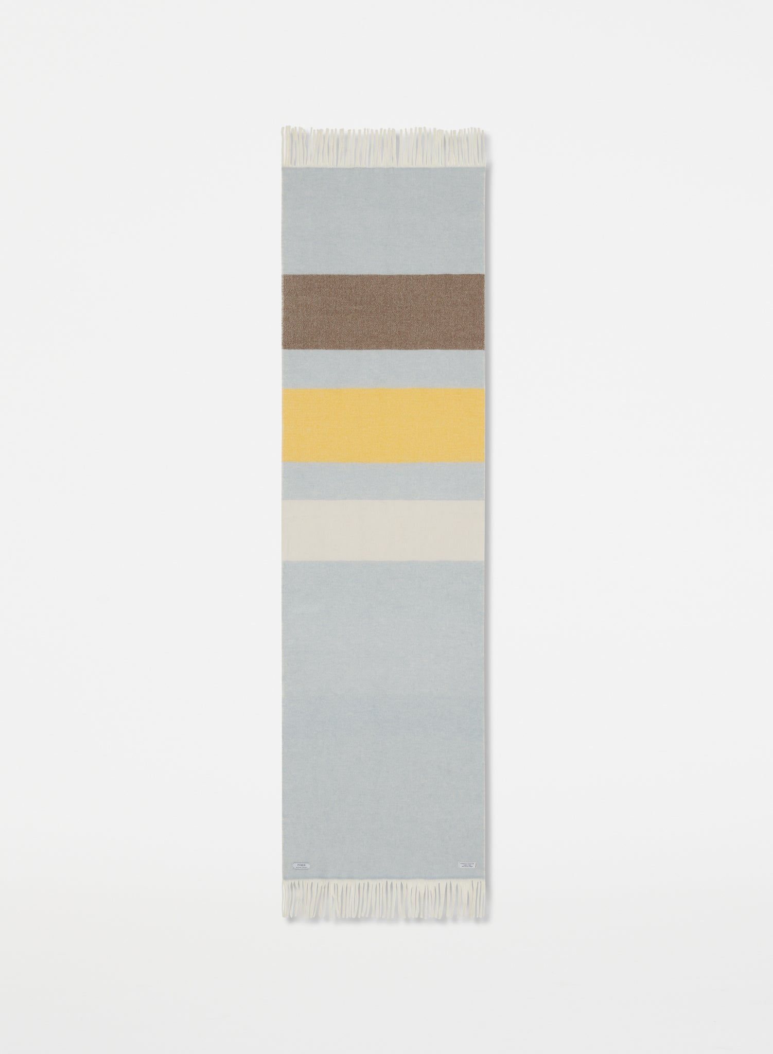 Fluffy Striped Schal | Hellblau und Braun-Gelb-Naturweiß
