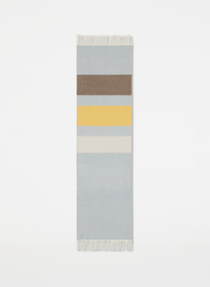 Fluffy Striped Scarf | Light Blue & Brown-Yellow-Natural White