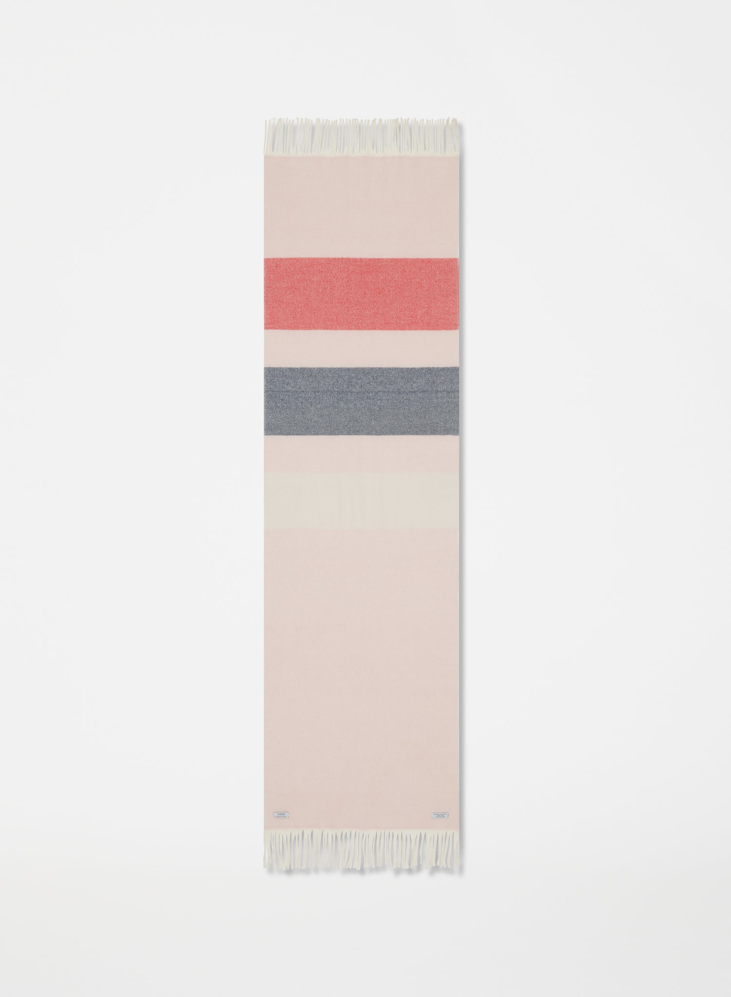 Fluffy Striped Scarf | Pink & Red-Blue-Natural White