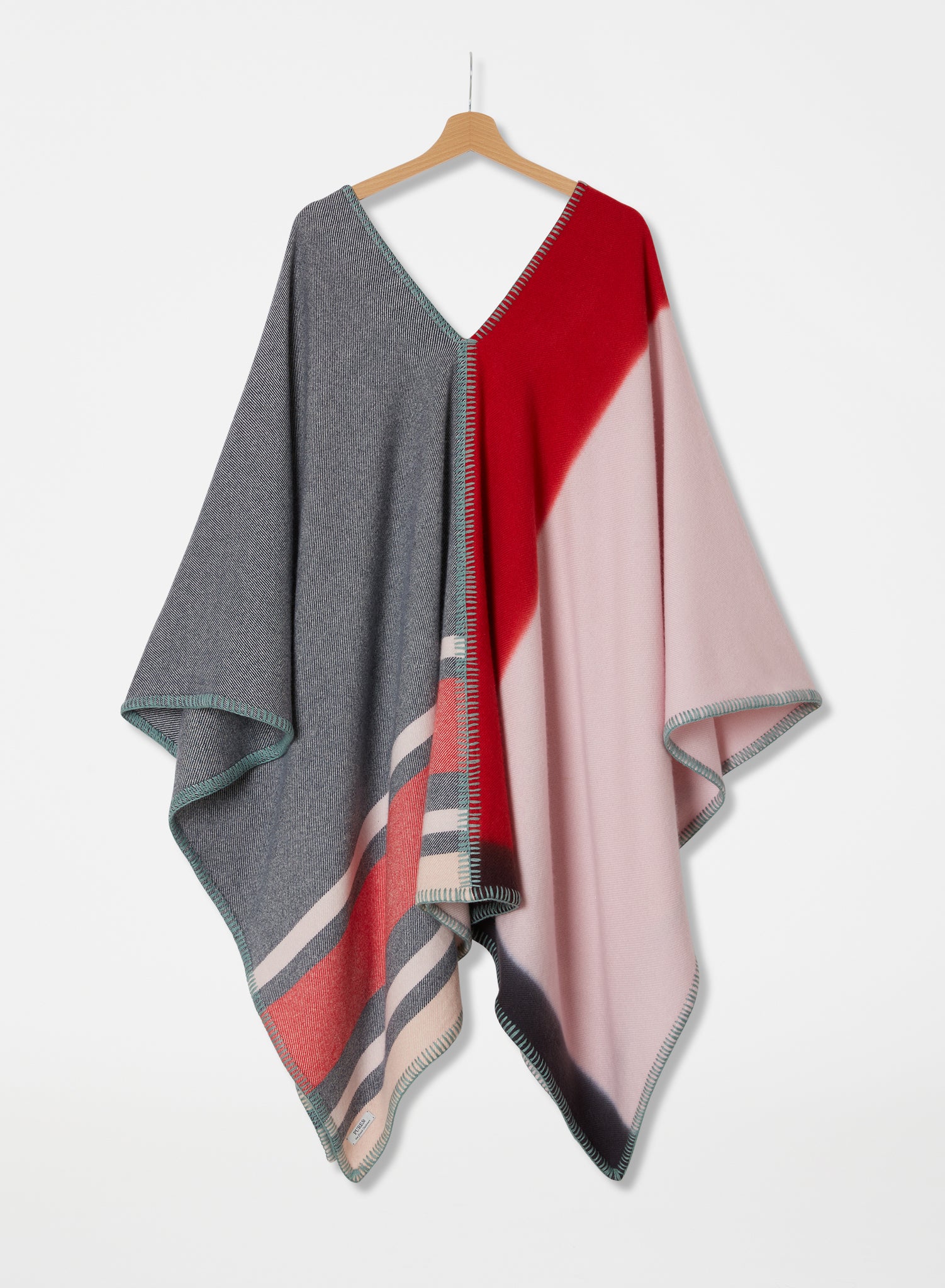 Travel Poncho & Blanket | Blue-Pink & Red