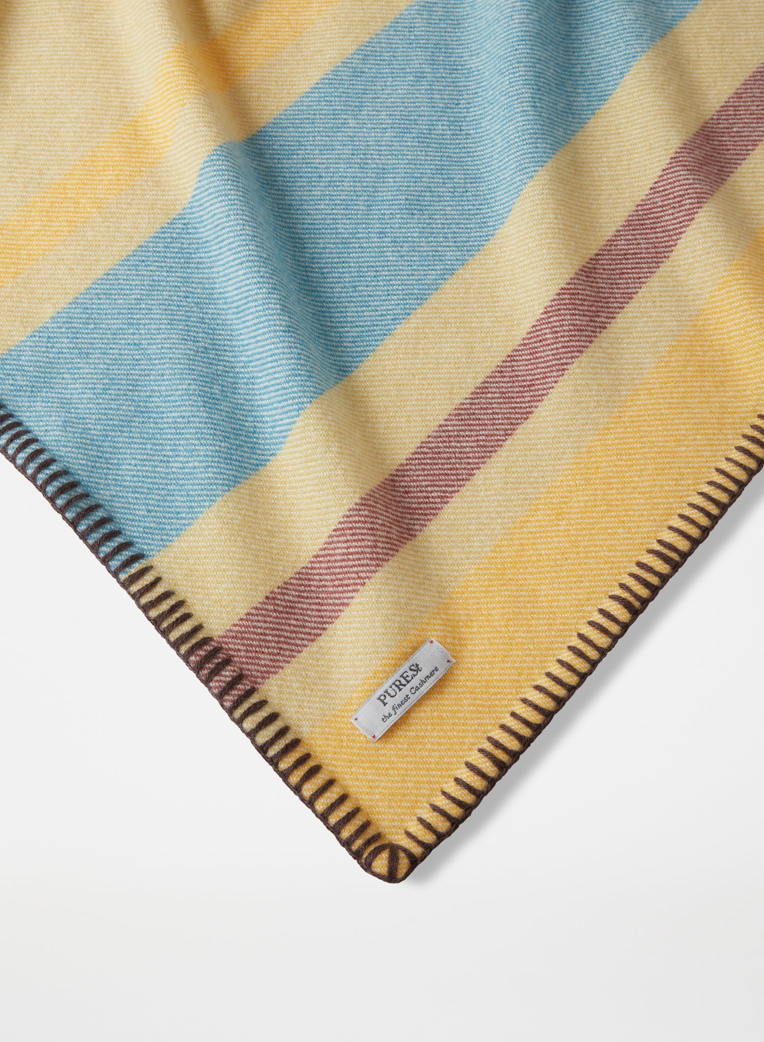 Travel Poncho & Blanket | Light Yellow & Light Blue-Brown-Yellow