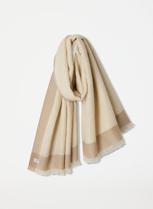 Ghutra Shawl in Pure Cashmere | Natural White and Brown Edges