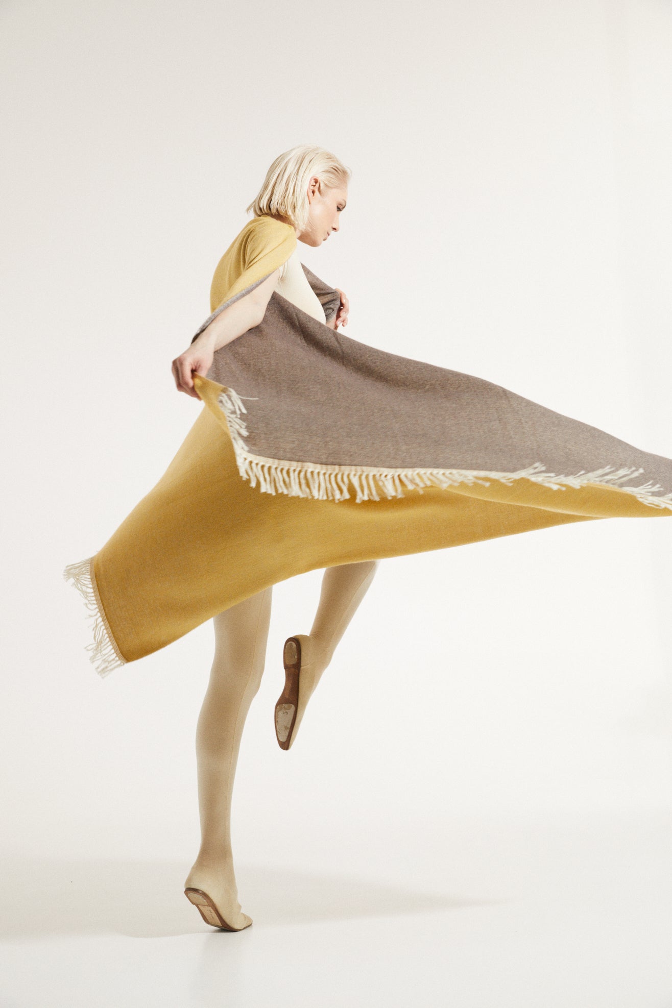 Model wearing our Altai Blanket