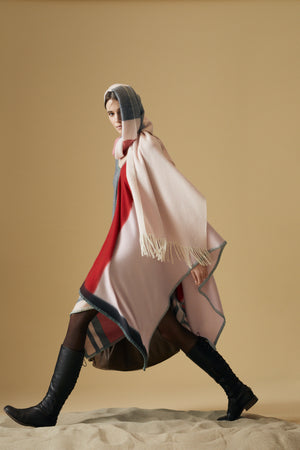 Model wearing our Fluffy Stripede Scarf